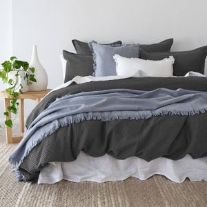 Bambury Melville Quilt Cover Set Charcoal 210x210cm