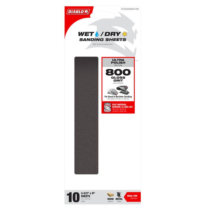 Diablo 93 x 229mm 800 Grit Wet/Dry Sanding Sheet - 10 Pack