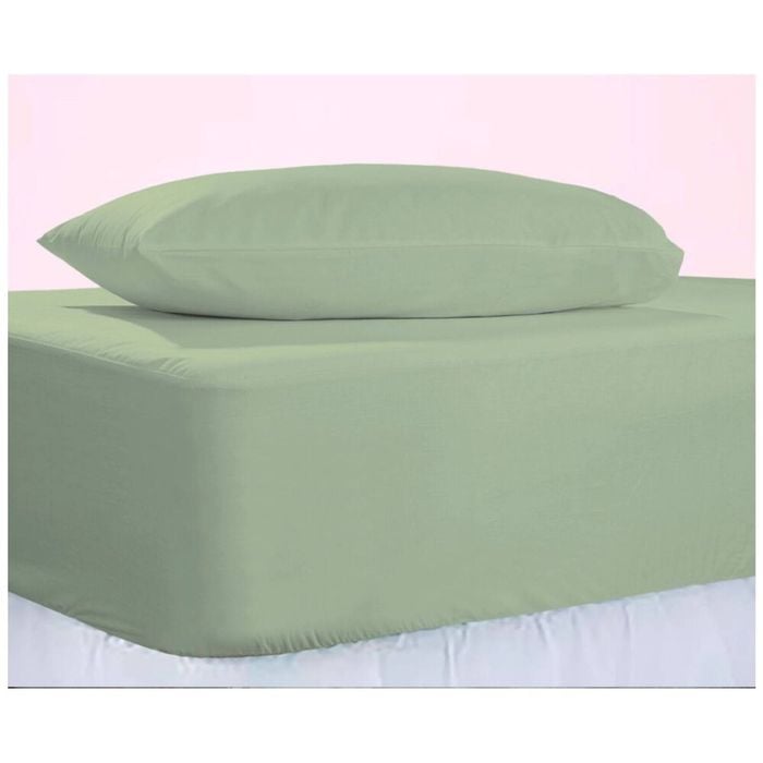 The Lighthouse Washed Cotton Combo Bed Set W/ Pillowcase Super King Sage Green