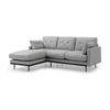 Modern Furniture HAVANA 3 Seater Sofa with Left Chaise - Light Grey & Black