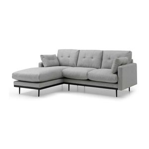 Modern Furniture HAVANA 3 Seater Sofa with Left Chaise - Light Grey & Black