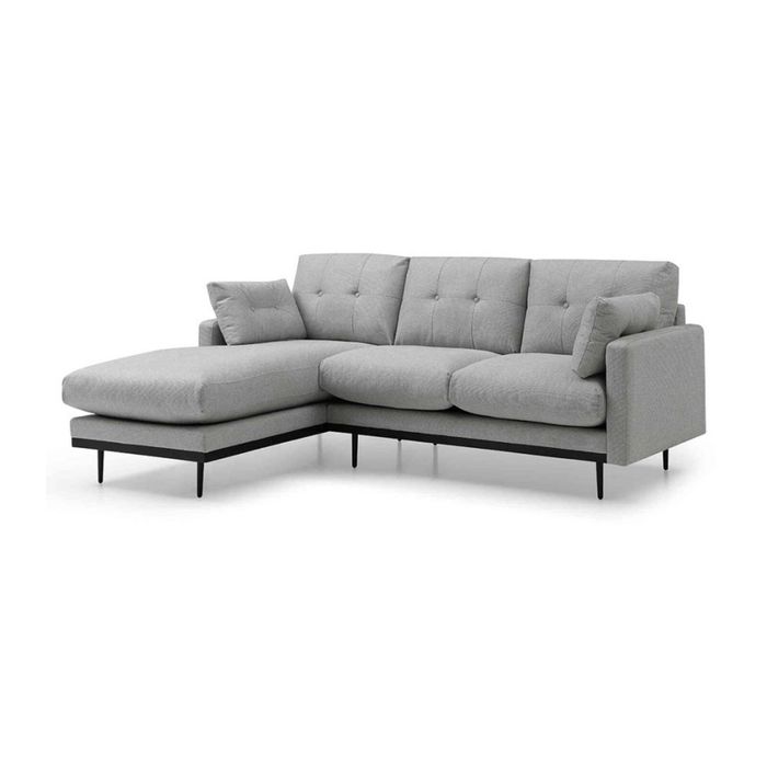 Modern Furniture HAVANA 3 Seater Sofa with Left Chaise - Light Grey & Black