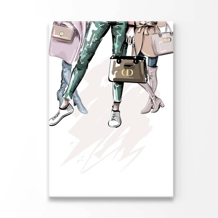 Fancy Ladies with Luxury Bags Print 100% Australian Made 90x120cm (Stretched Canvas)