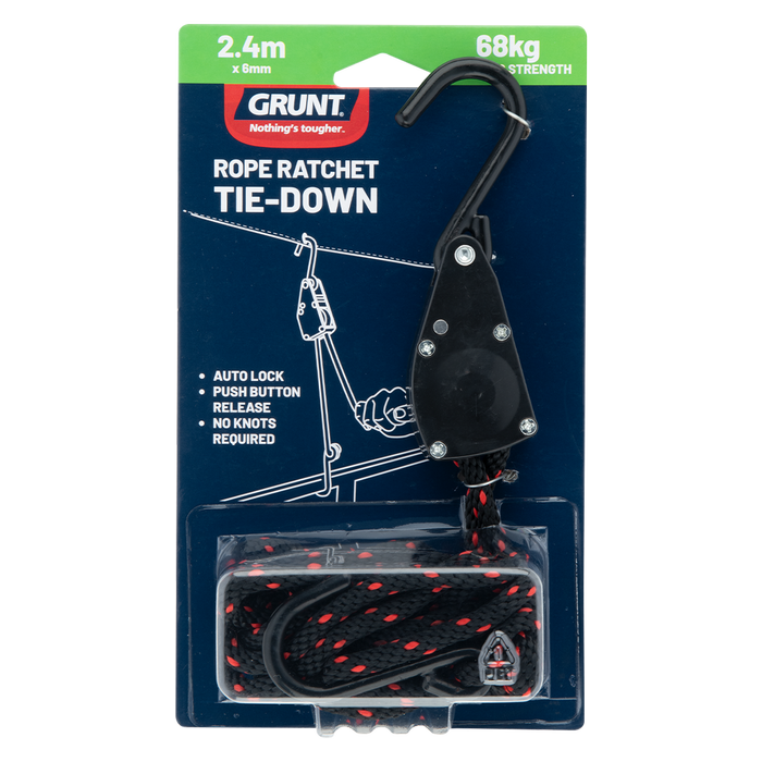 Grunt 6mm x 240cm Rope Ratchet Tie Down