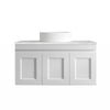 Attica 900mm Satin White Hamptons Shaker Vanity with Carrara Stone Top