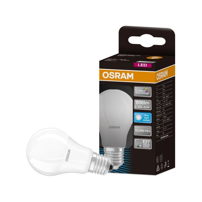 Osram E27 LED 806lm Frosted Daylight A Shape 8.5W Light Globe