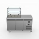 FED-X Two Door Salad Prep Fridge With Curve Glass Top XTHP2100SALGC