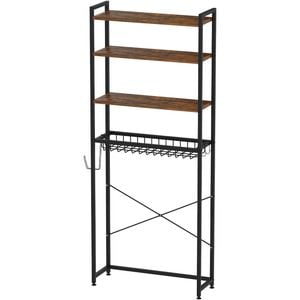 Ufurniture 4-Tier Over Toilet Storage Shelf Bathroom Organizer Rack Freestanding Laundry Shelf Walnut