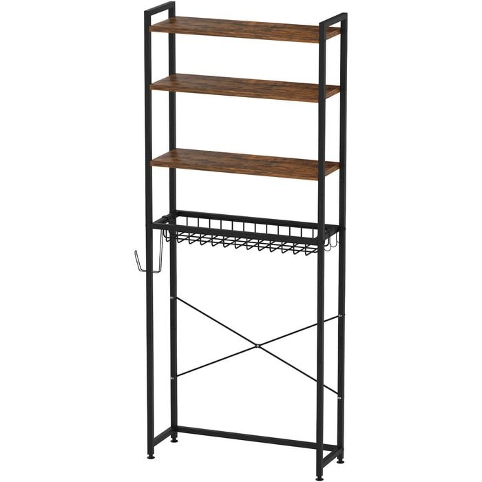 Ufurniture 4-Tier Over Toilet Storage Shelf Bathroom Organizer Rack Freestanding Laundry Shelf Walnut
