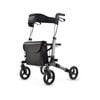 EQUIPMED Foldable Aluminium Walking Frame Rollator with Bag and Seat, Silver