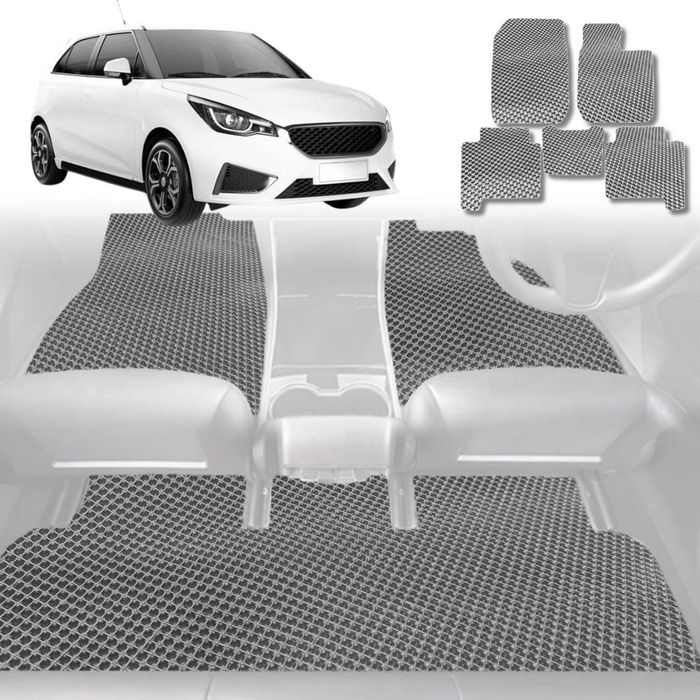 6D Diamond Car Floor Mats for MG 3 2011-Current-Full Set-Grey-Outback GT
