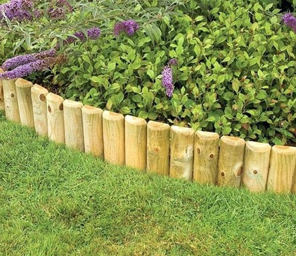Garden bed with timber barrier