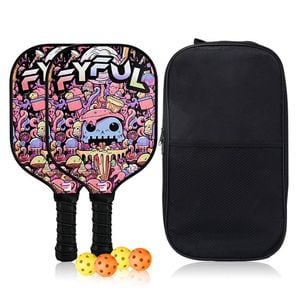 Catzon Pickleball Paddles Set 2 Rackets With Balls And Bag Fiberglass Surface Pickleball Racquet Set-black