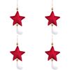 4x LVD Hanging Star Wine Velvet Christmas Tree Ornament Festive Decor 14cm Red