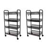 SOGA 2 Pack 3-Tier Bee Mesh Storage Rack with Wheels - Black