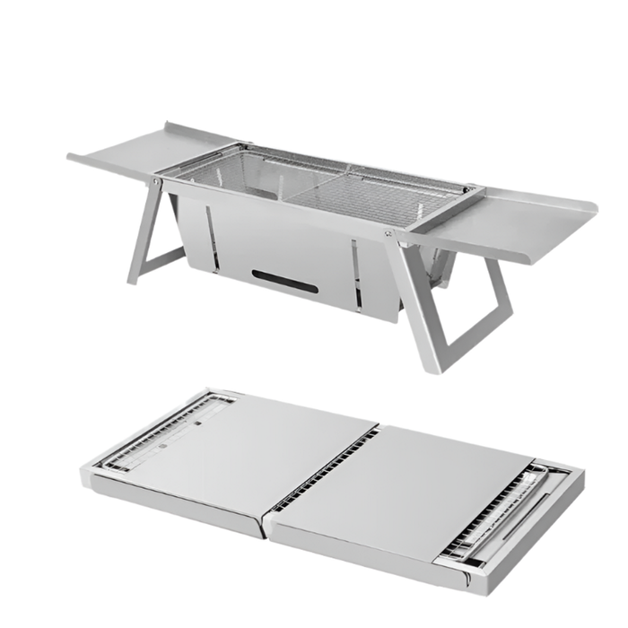 NNEOBA Stainless Steel Folding Charcoal Barbecue Stove BBQ Grill Rack Silver