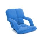 SOGA Foldable Lounge Cushion Adjustable Floor Lazy Recliner Chair with Armrest Blue