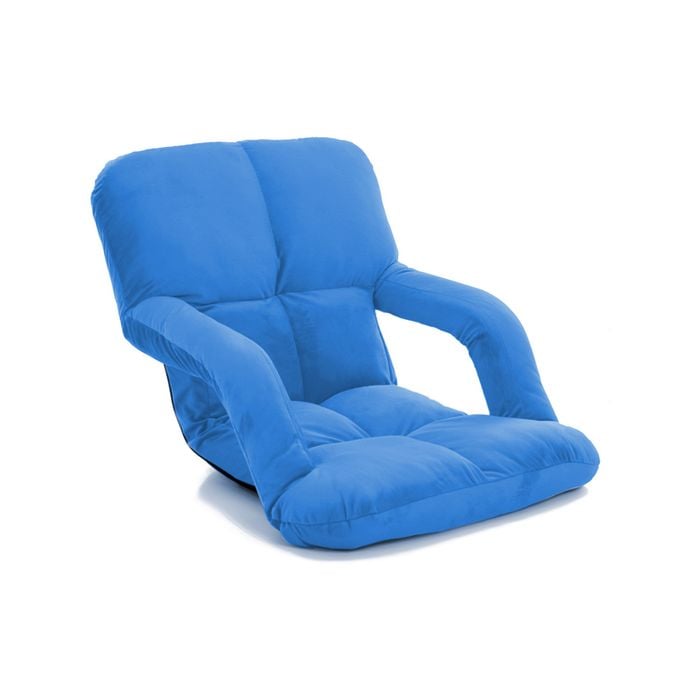 SOGA Foldable Lounge Cushion Adjustable Floor Lazy Recliner Chair with Armrest Blue