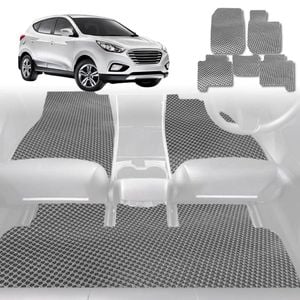 6D Diamond Car Floor Mats for Hyundai Tucson 2015-2020-Full Set-Grey-Outback GT