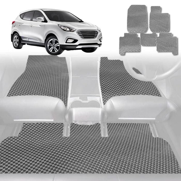 6D Diamond Car Floor Mats for Hyundai Tucson 2015-2020-Full Set-Grey-Outback GT