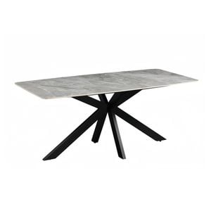 Dining Table Rectangular Shape Grey Sintered Stone Top