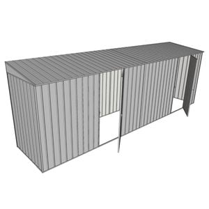 Build-A-Shed 1.2 x 6.0 x 2.0m Skillion Dual Single Hinged Side Doors Shed - Zinc