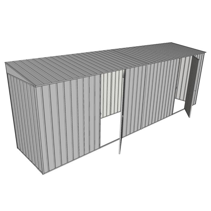 Build-A-Shed 1.2 x 6.0 x 2.0m Skillion Dual Single Hinged Side Doors Shed - Zinc