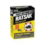 RATSAK 200g Fast Action Bait Station - 4 x 50g Packs