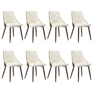 Oikiture Dining Chairs Kitchen Accent Lounge PU Leather x8 White