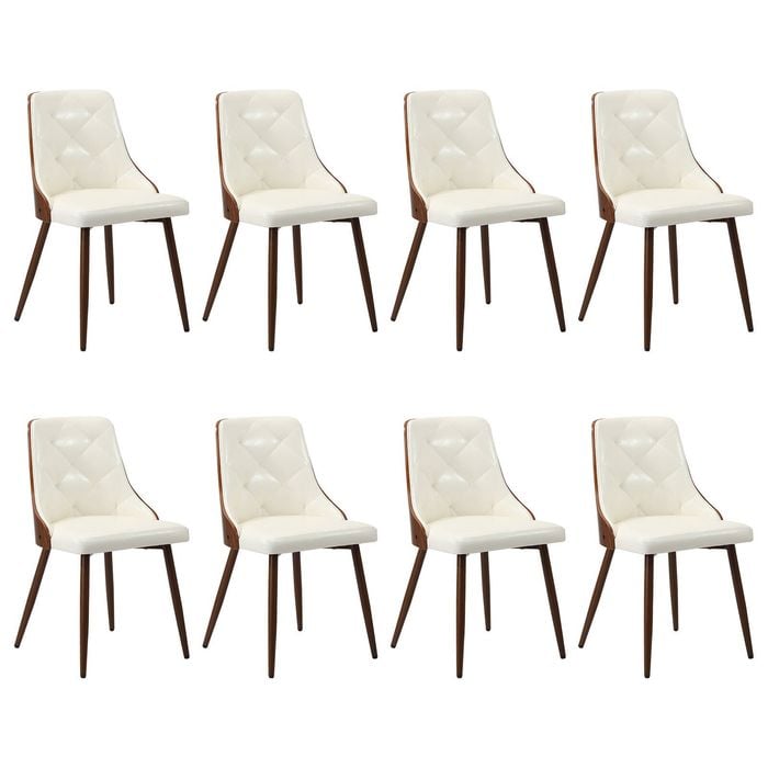 Oikiture Dining Chairs Kitchen Accent Lounge PU Leather x8 White