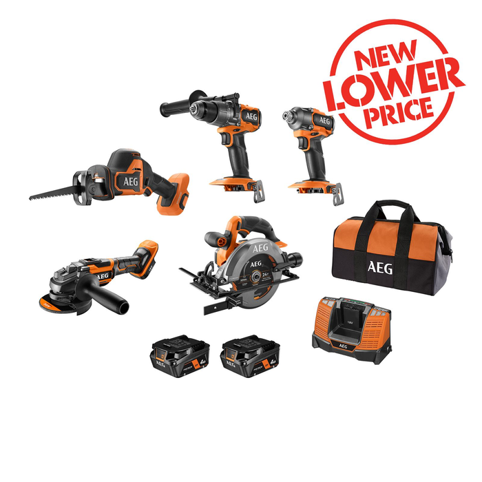 AEG 18V FUSION/Brushless 5-Piece 4.0Ah Kit