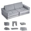 VEVOR Modular Kids Play Couch Sofa Gray with Armrests 28D Sponge and Short Pile DIY Creative Combination