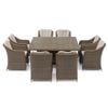 FurnitureOkay Liverpool 9-Piece Wicker Outdoor Dining Setting (Square) - Beige Cushion