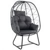 Costway Patio Wicker Egg Chair Oversized Lounger Chair Rattan Basket Chair w/Cushion Pillow-Grey