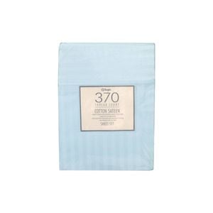 Bloomington 370TC Ice Blue Self-striped Cotton Sateen Sheet Set King
