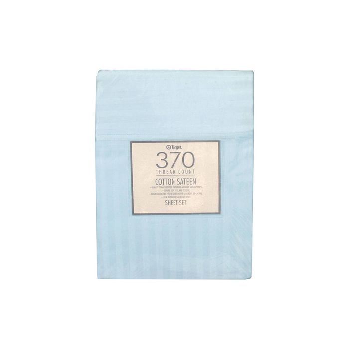 Bloomington 370TC Ice Blue Self-striped Cotton Sateen Sheet Set King