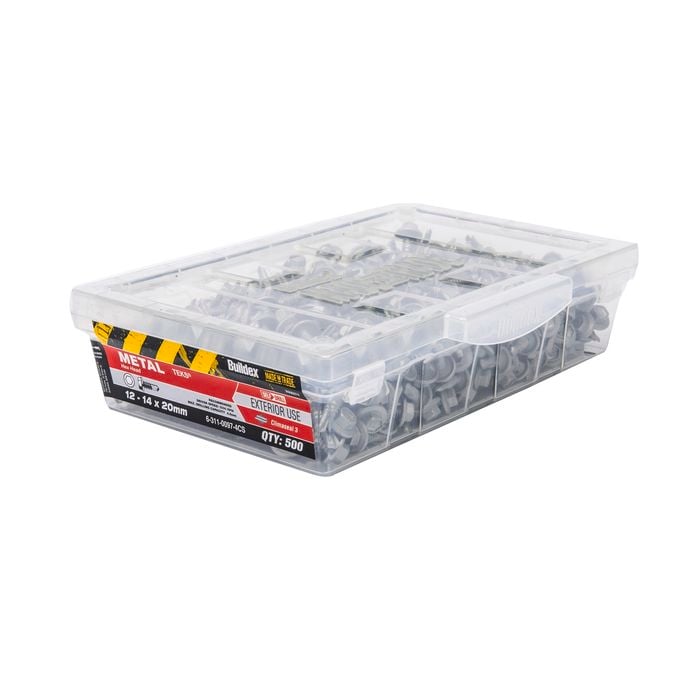 Buildex 12-14 x 20mm Hex Head Metal Tek Screws - 500 Box