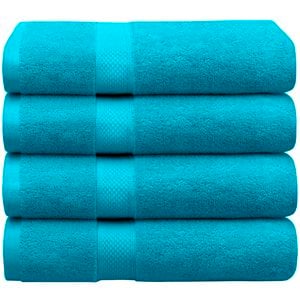 LINENOVA 4PCS 100% Cotton Extra Large Soft Bath Towels Sheets Set - Teal