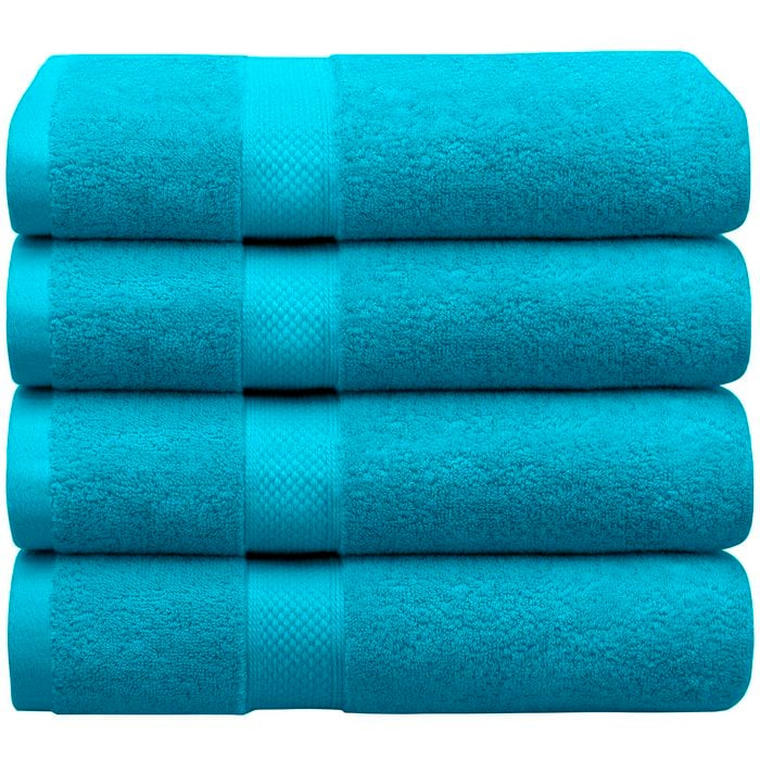 LINENOVA 4PCS 100% Cotton Extra Large Soft Bath Towels Sheets Set - Teal