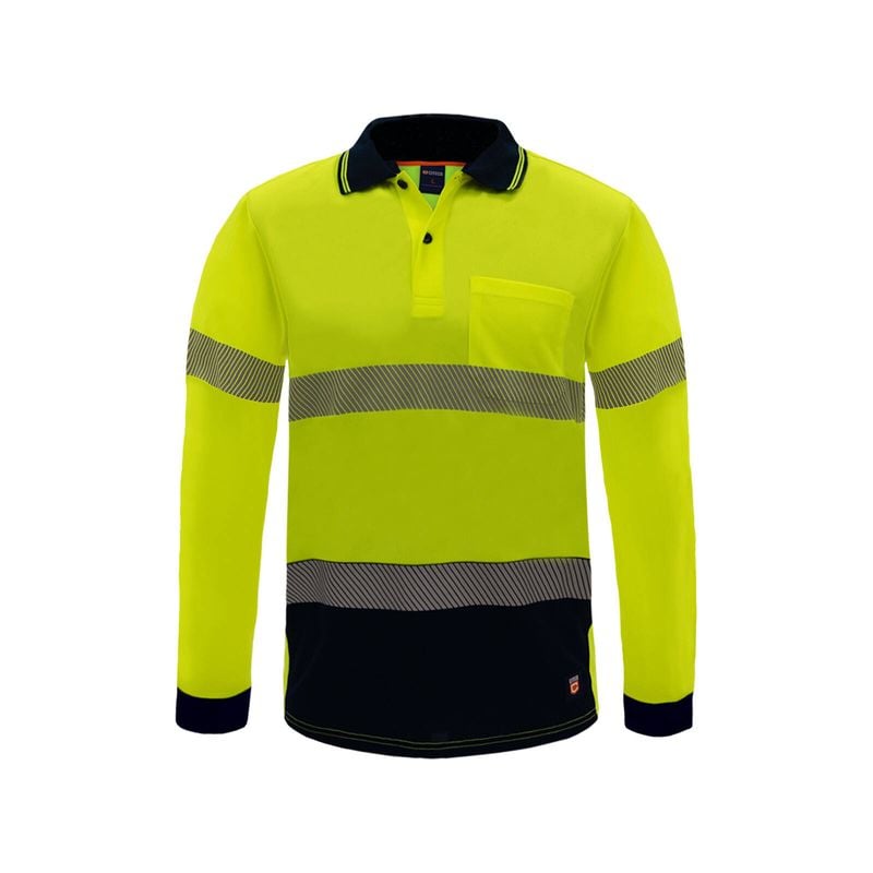 Yellow Hi Vis Long Sleeve Polo - Large