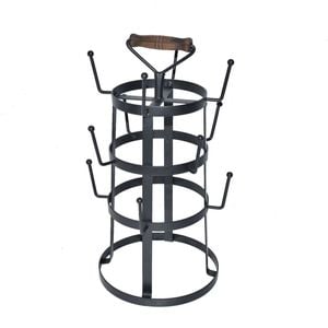 P&P Black Metal Cup Holder Stand Kitchen Mug Rack Organizer Countertop