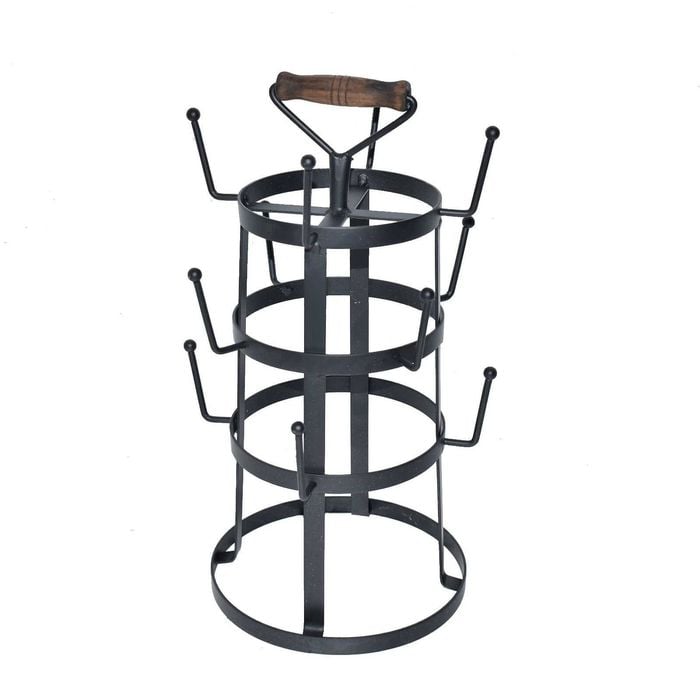 P&P Black Metal Cup Holder Stand Kitchen Mug Rack Organizer Countertop