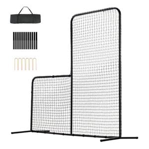 VEVOR Screen Baseball Black Portable Batting with Carry Bag & Ground Stakes for Batting Cage