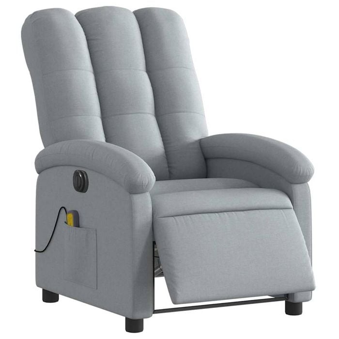 vidaXL Electric Massage Recliner Chair Armchair Single Sofa Light Grey Fabric
