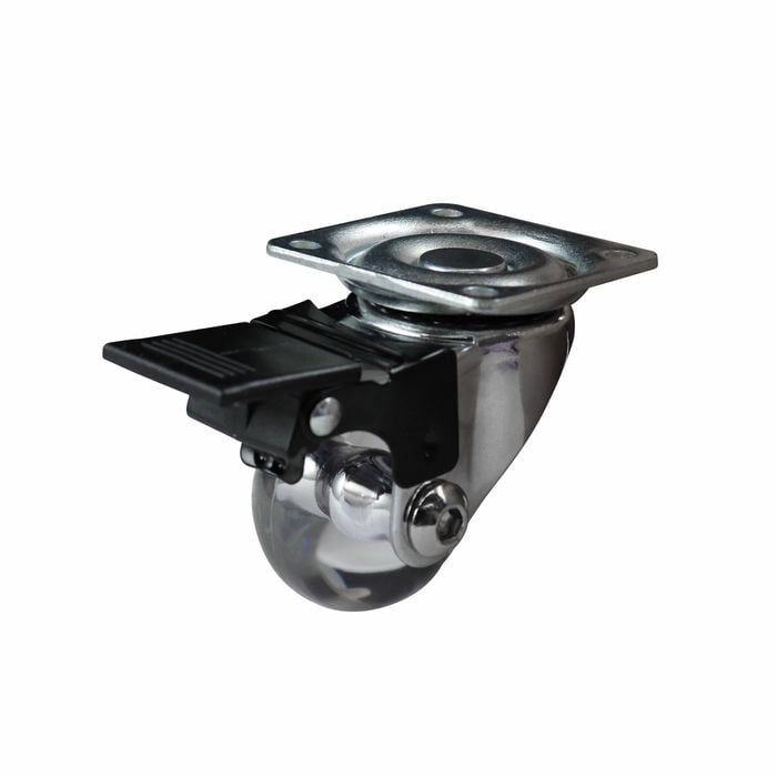 Easyroll 35mm 40kg Transparent Swivel Brake Castor - 2 Pack