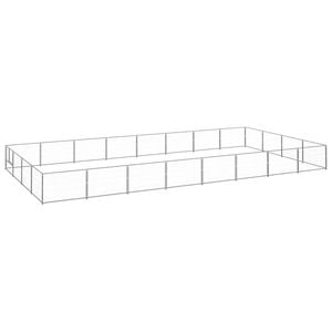 vidaXL Dog Kennel Silver Steel Outdoor Puppy Enclosure Dog Pet Supply Cage