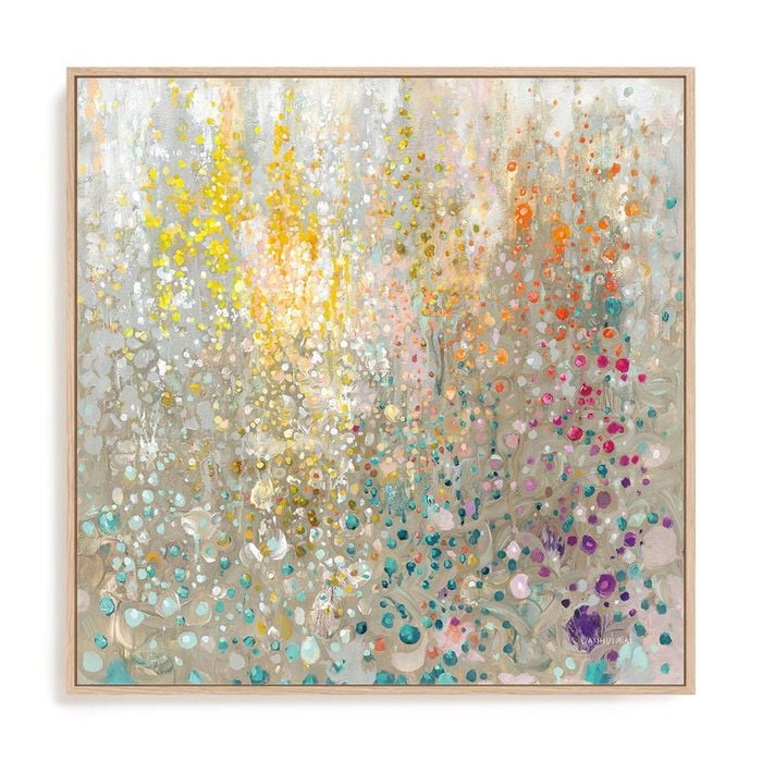 Artey | Bubbling Up Again - Framed Canvas - Natural Frame - 100 x 100cm