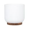 245 x 250mm White Large Round Linear Wooden Base Ceramic Pot