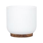 245 x 250mm White Large Round Linear Wooden Base Ceramic Pot