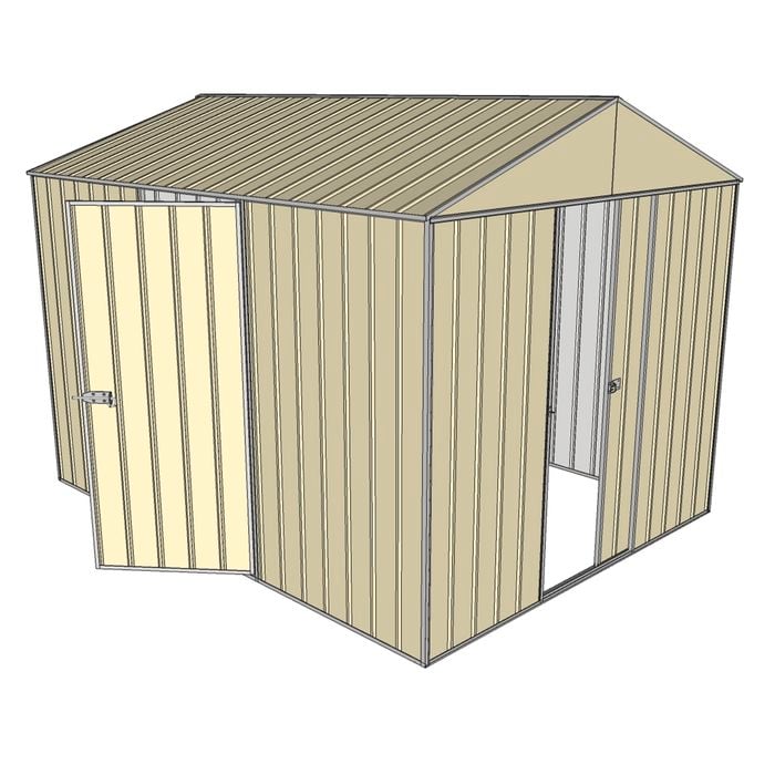 Build-a-Shed 2.3 x 3.0 x 2.3m Front Gable Dual Door Shed - Cream